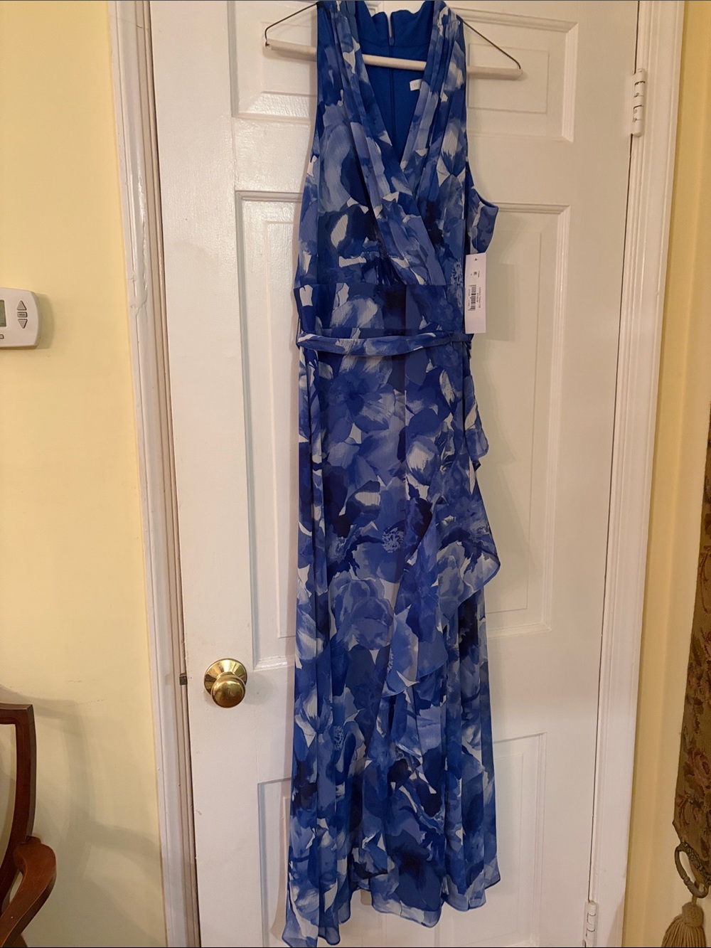 London Times Blue Floral Wrap Maxi Dress